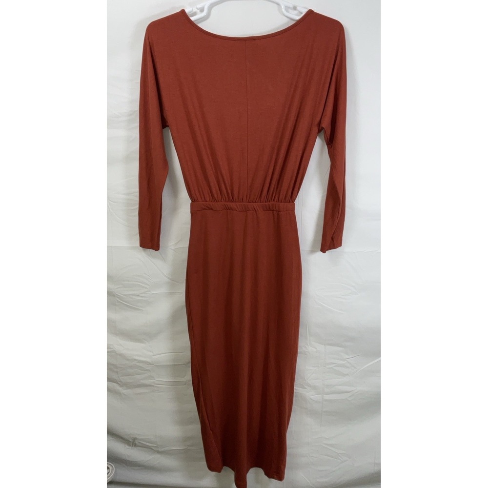 NWT Women's Pretty Garden Ruched Midi‎ Dress Long Sleeve Dress Copper - Small - Picture 5 of 6